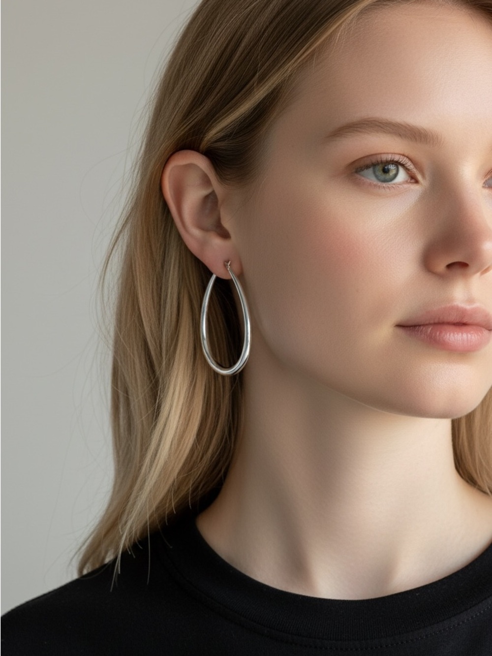 10/9 Silver Sculpted Hoop Earrings - Elegant Women's Jewelry